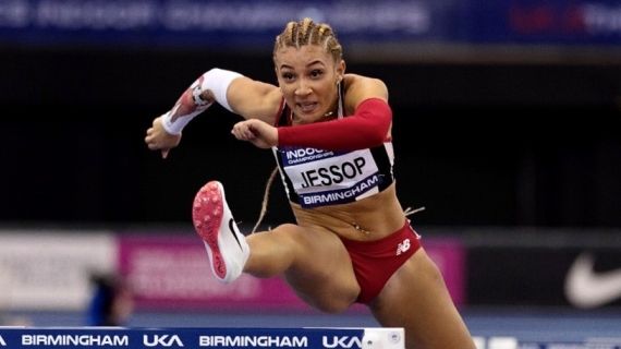Marli Jessop jumps over hurdle