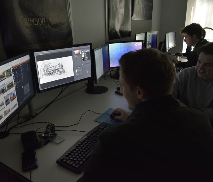 Computer suite with students looking at computer screens