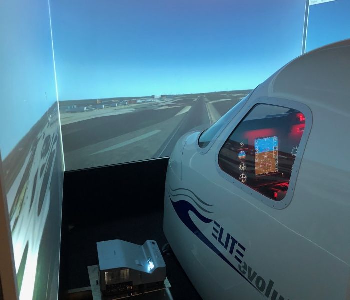 outside shot of a flight simulator