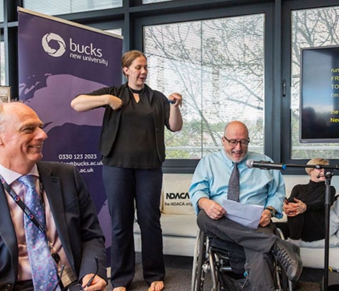 Professor Nick Braisby, Vice-Chancellor of Bucks New University and Tony Heaton OBE.