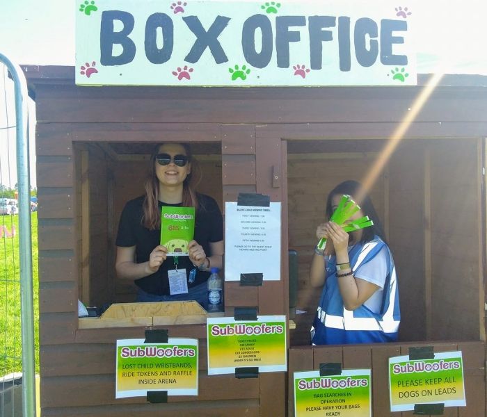 ex students in box office for event
