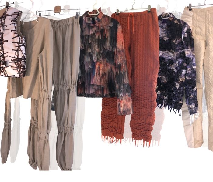 Fashion Design student work clothes on display