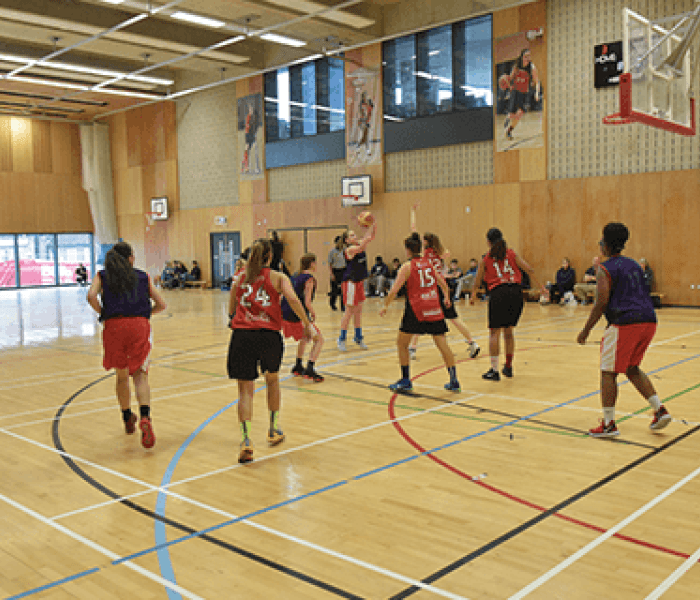 BNU students playing a basketball match in the Gateway building