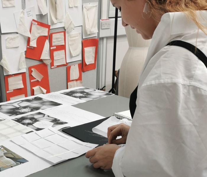 Fashion Design Student working on textiles
