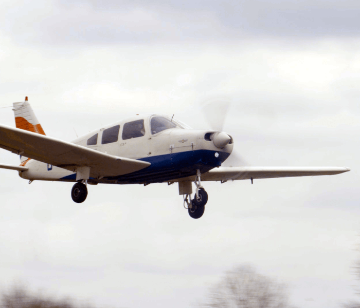 plane about to land after being in flight