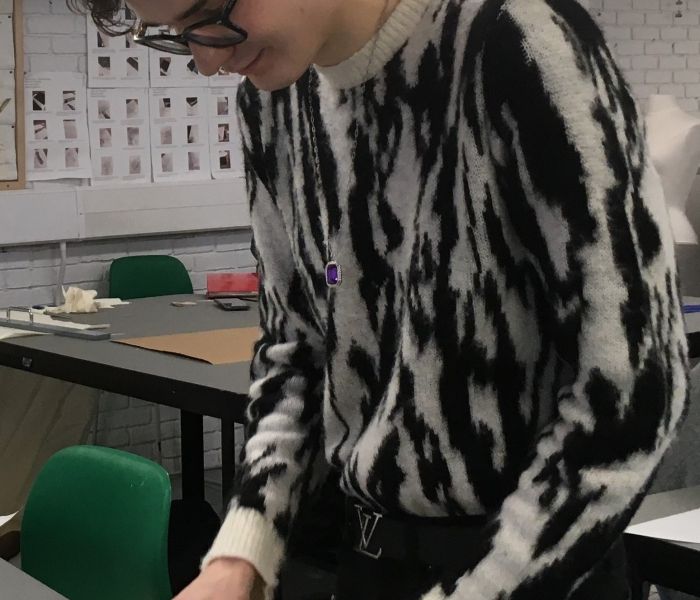 Fashion Design Student working in workshop