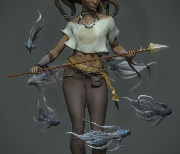 Animation 3D girl student work