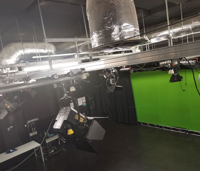 Green screen in Film and TV room