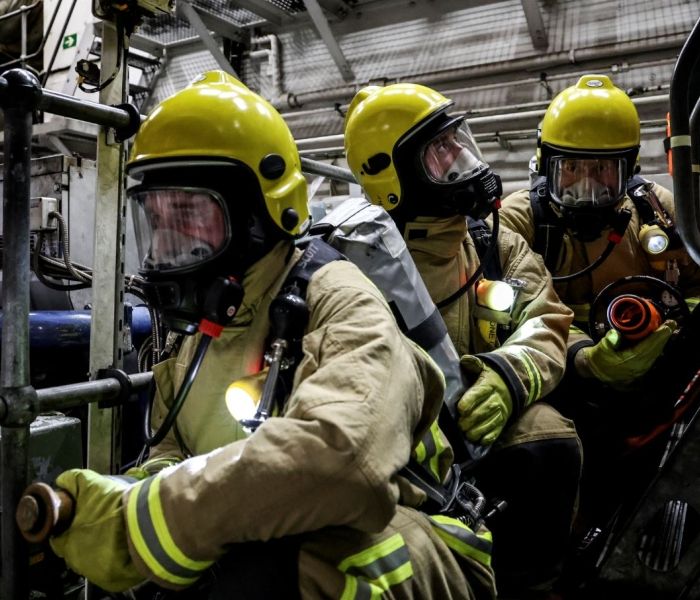 Fire fighters working