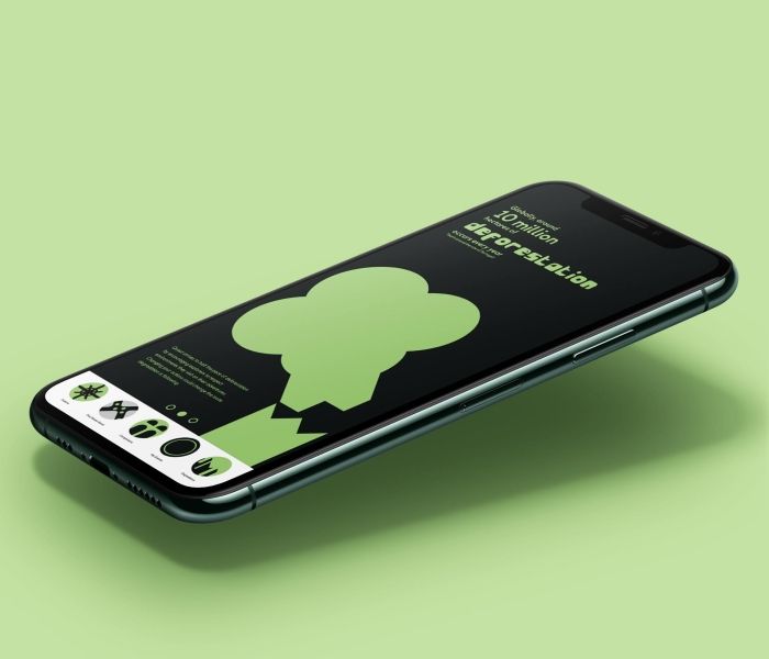 A phone screen which has a fallen tree top displayed.