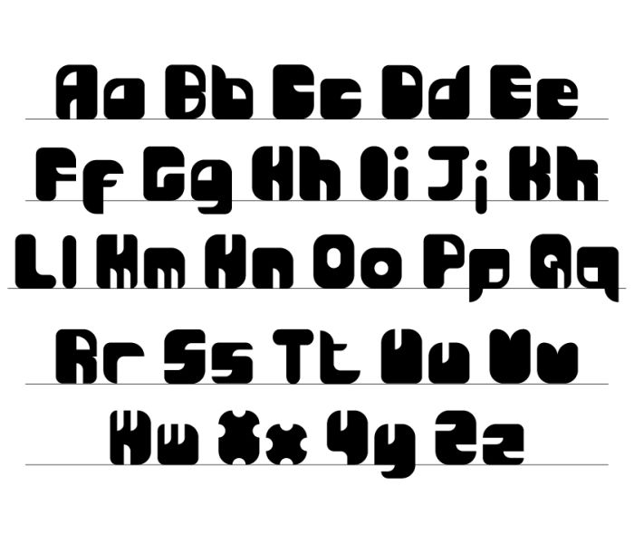 All letters of the alphabet in capital and non-capitals.