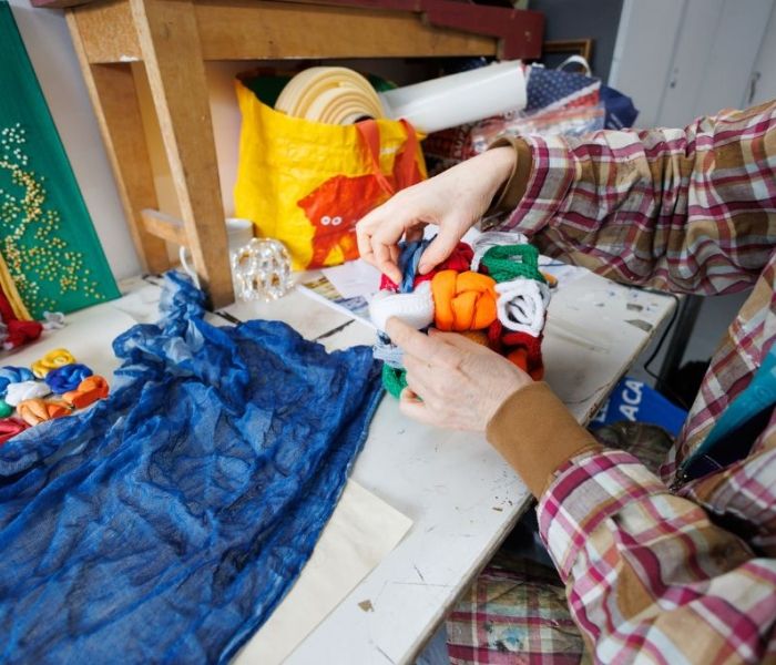 Fine art student working on a project