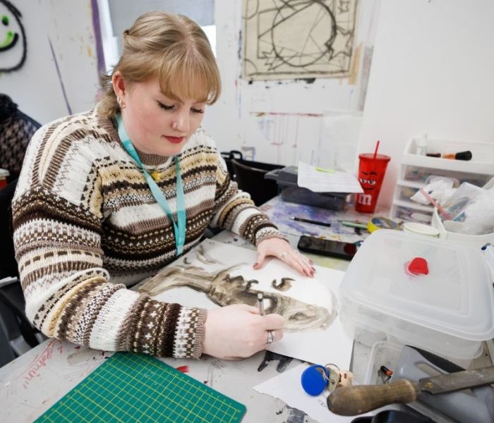 Fine art student drawing