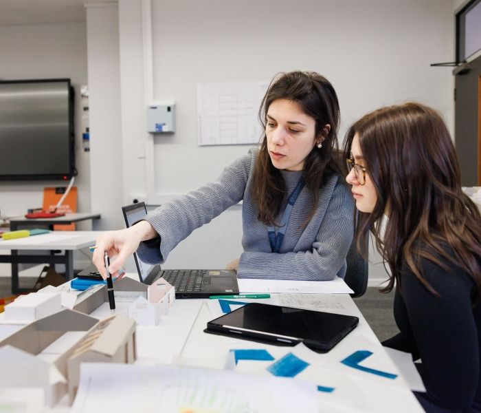 Interior and Spatial Design lecturer helping a student 2