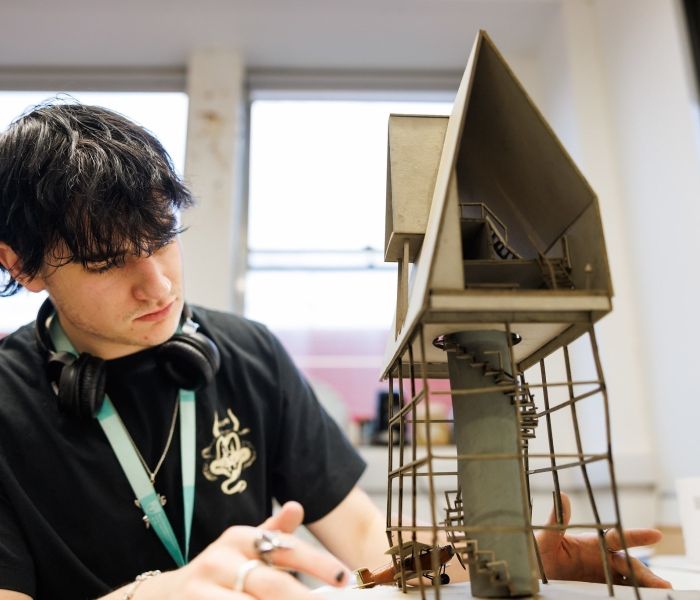 Interior and Spatial Design student working on a project