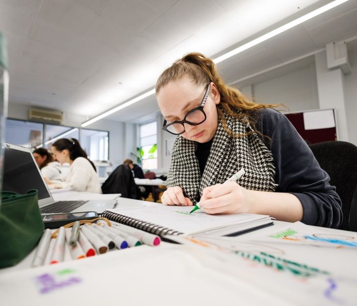 Interior and Spatial Design students drawing