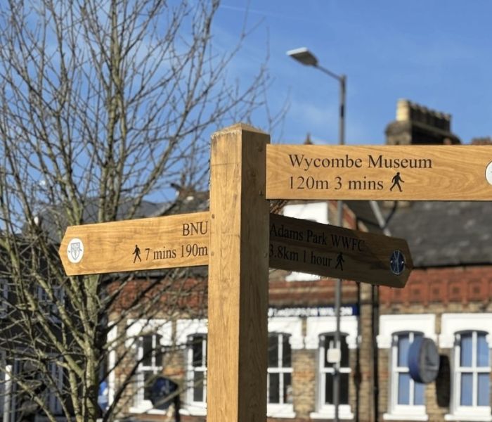 Signage which shows walking time to the museum and BNU.