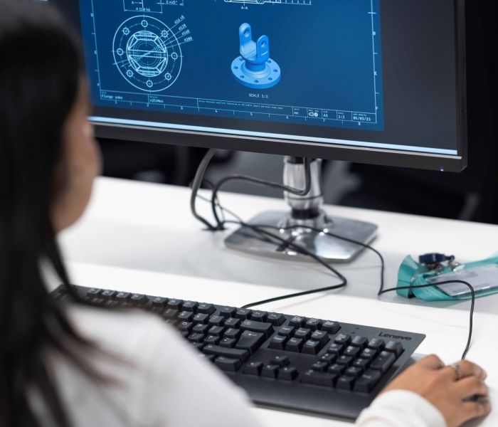 Engineering Student using 3D modelling software