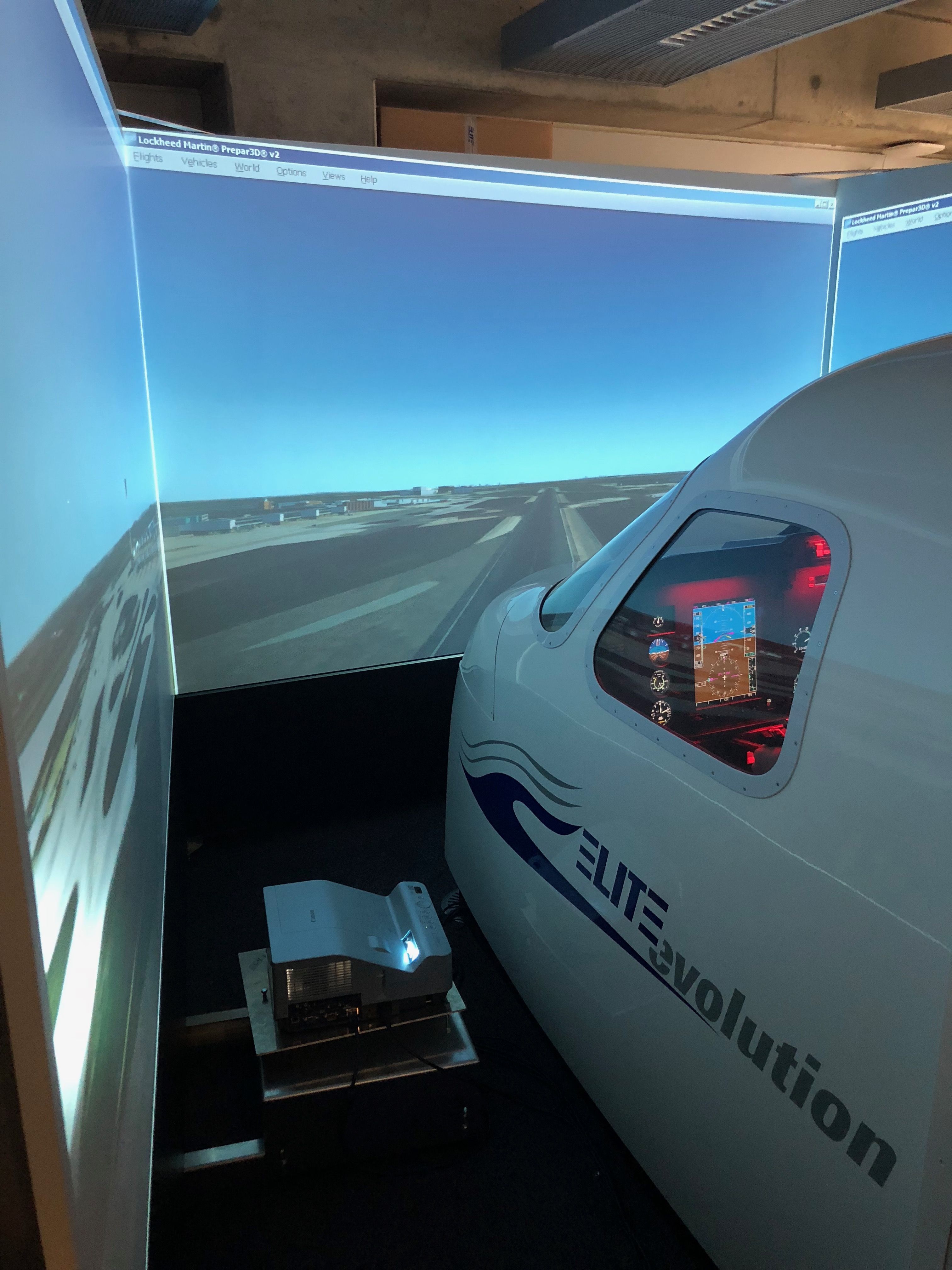 outside shot of a flight simulator