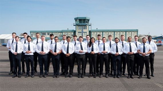 Group of aviation students in uniform