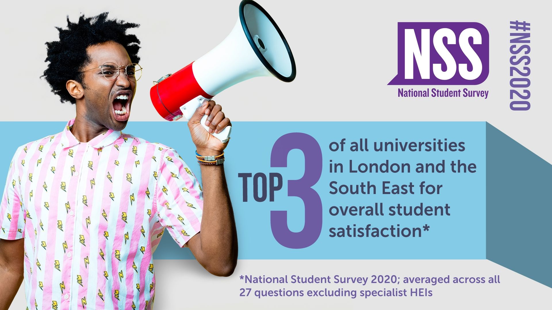Top 3 of all universities in London and South East for overall student satisfaction