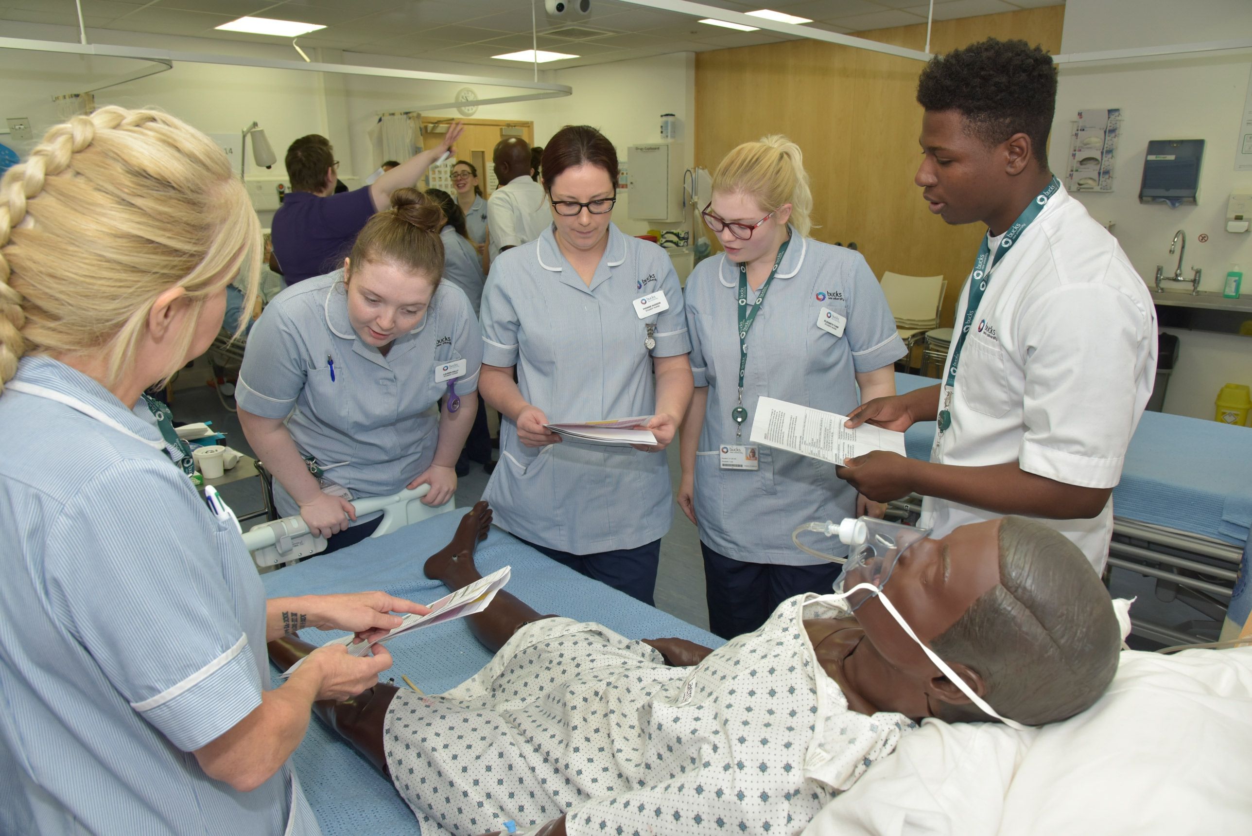 Group of Nursing students with mannequin 