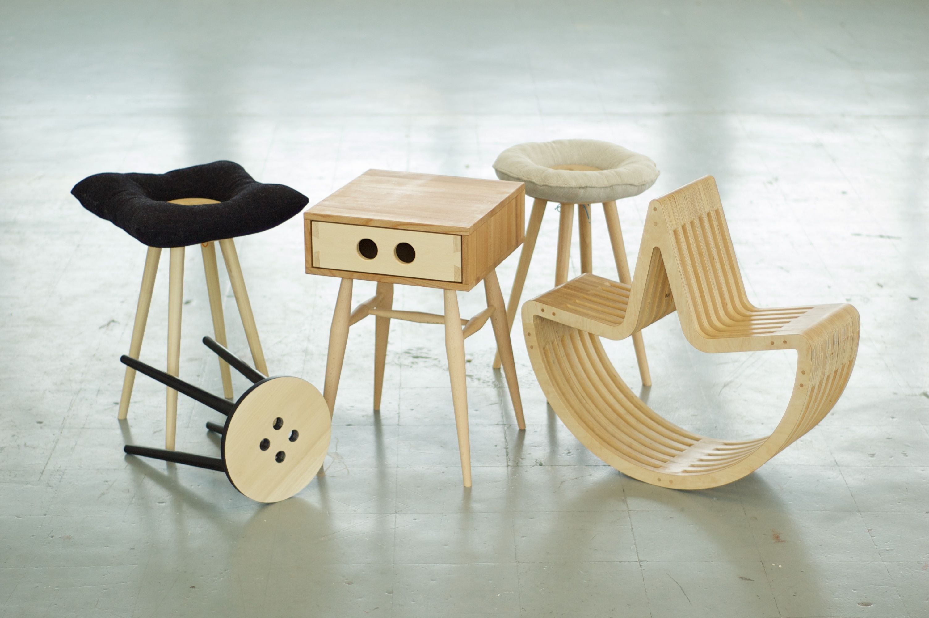 Bedroom stools made out of wood