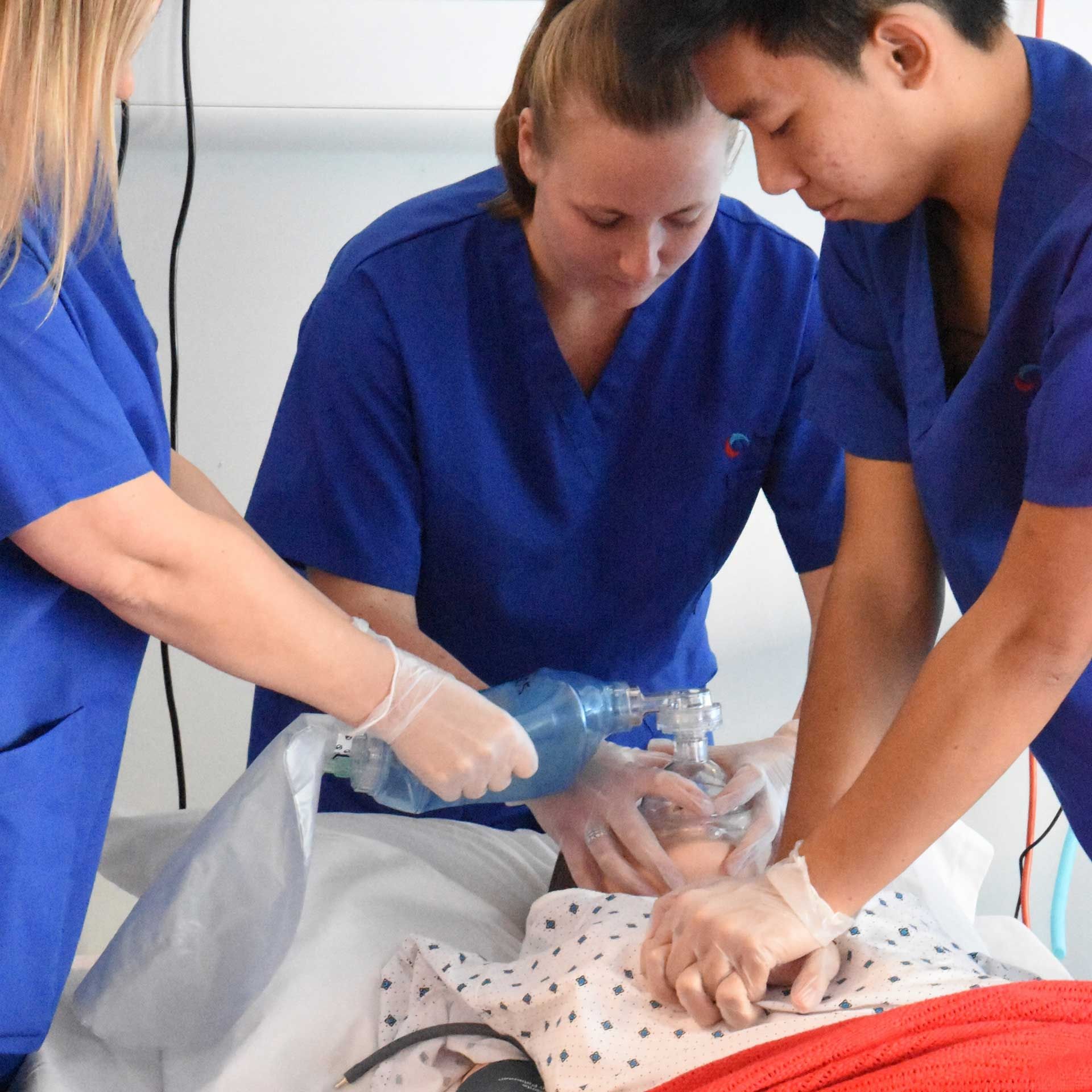 ODP students practising CPR on dummy 