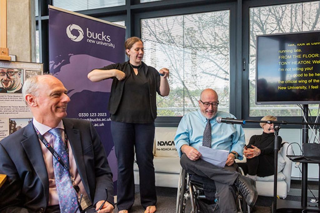 Professor Nick Braisby, Vice-Chancellor of Bucks New University and Tony Heaton OBE.