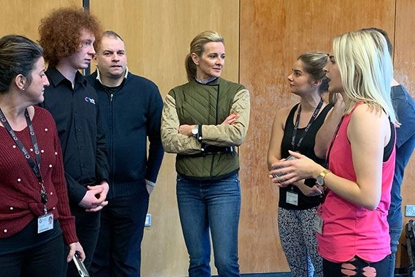 Gabby Logan talks to supporters