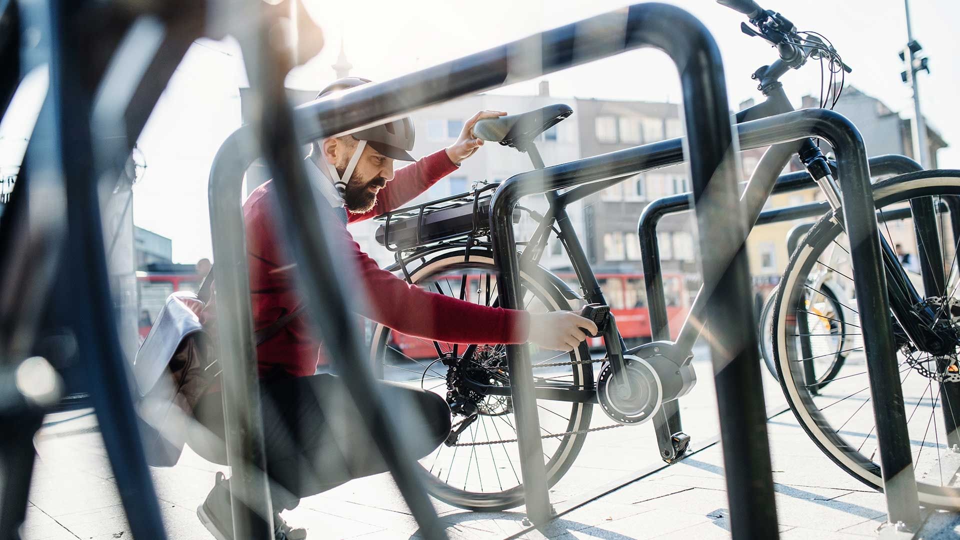 Bike being locked to frame