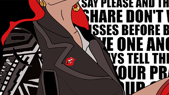 A digital drawing of a person wearing a coat