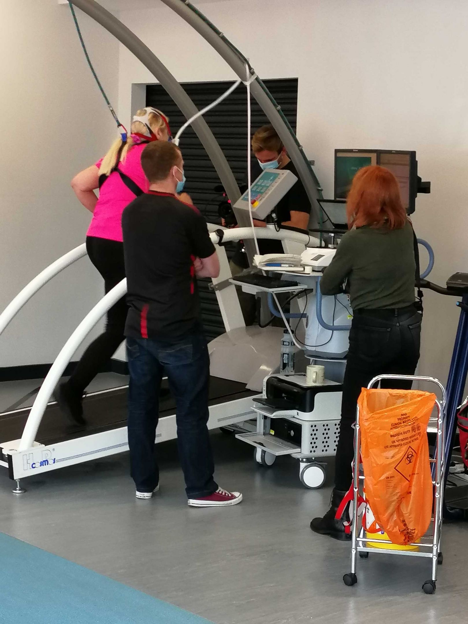 human performance lab students on machine