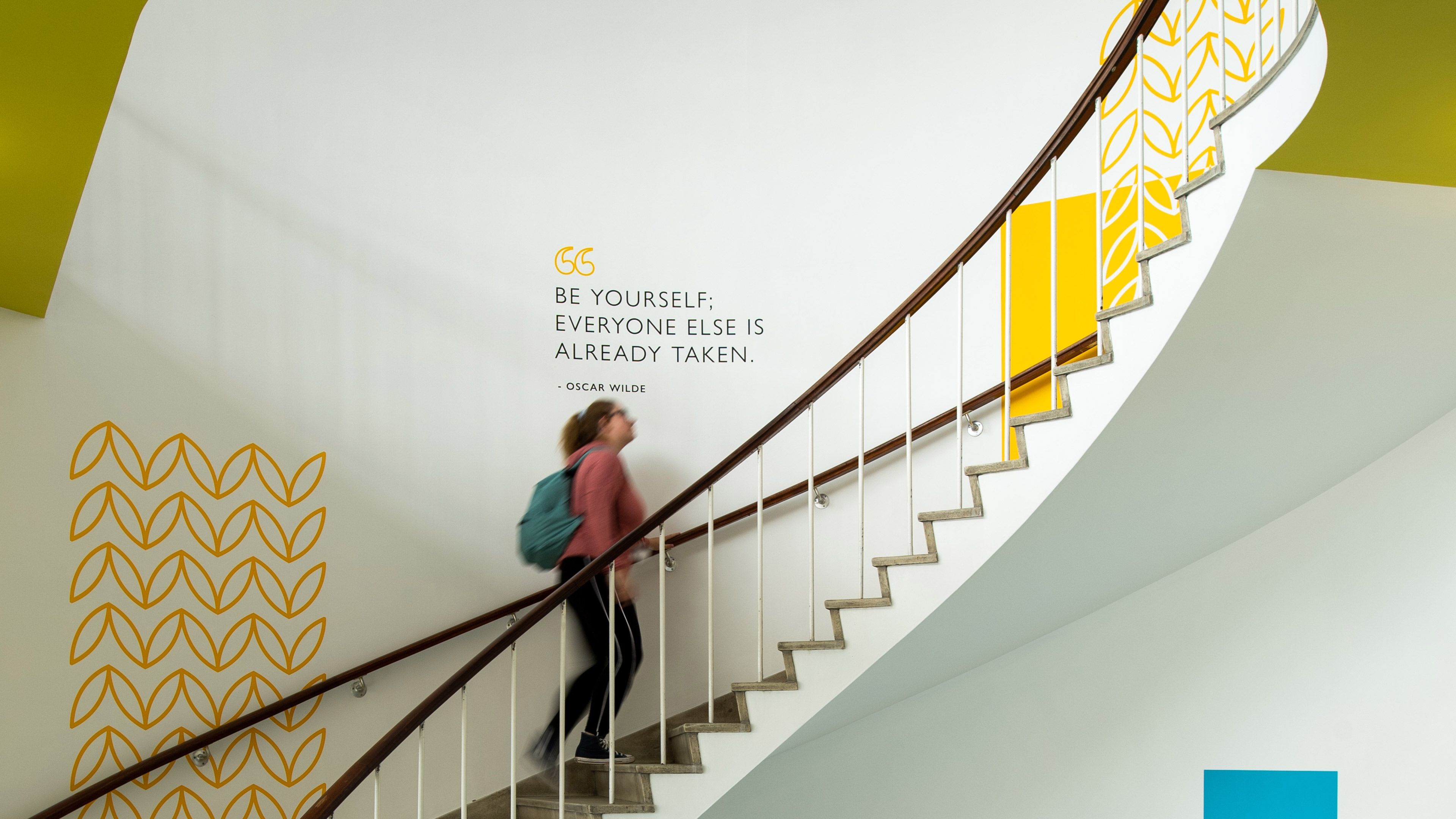 Student going up on staircase