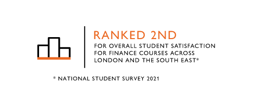 Ranked 2nd for overall student satisfaction for finance courses across London and the South East - NSS 2021