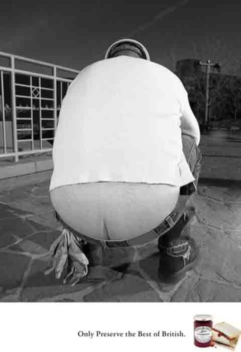 A builders' bum advertising "the best of british"