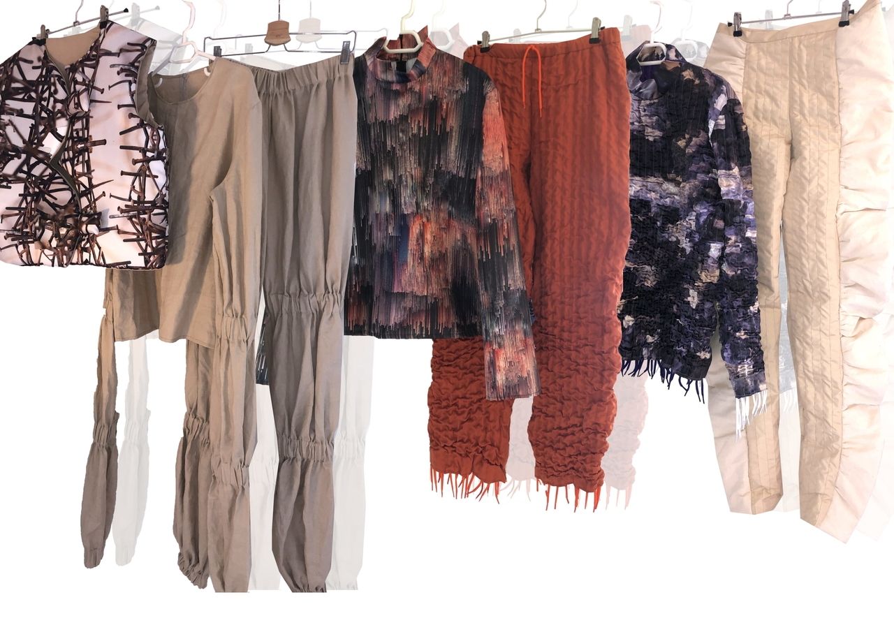 Fashion Design student work clothes on display