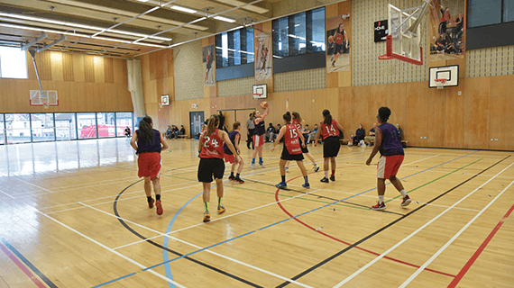 BNU students playing a basketball match in the Gateway building