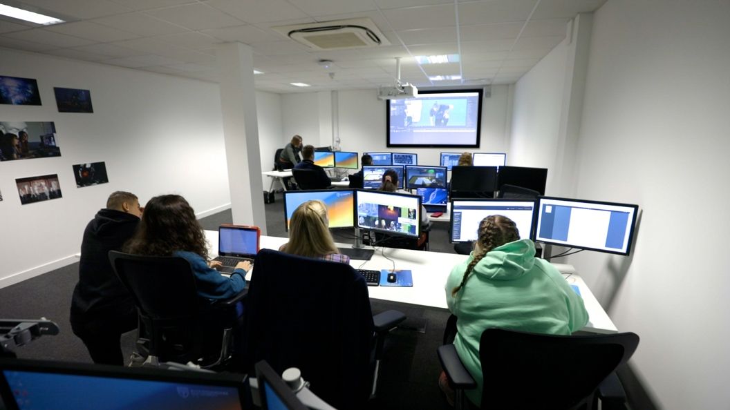 Students attending a lecture at BNU based at Pinewood Studios