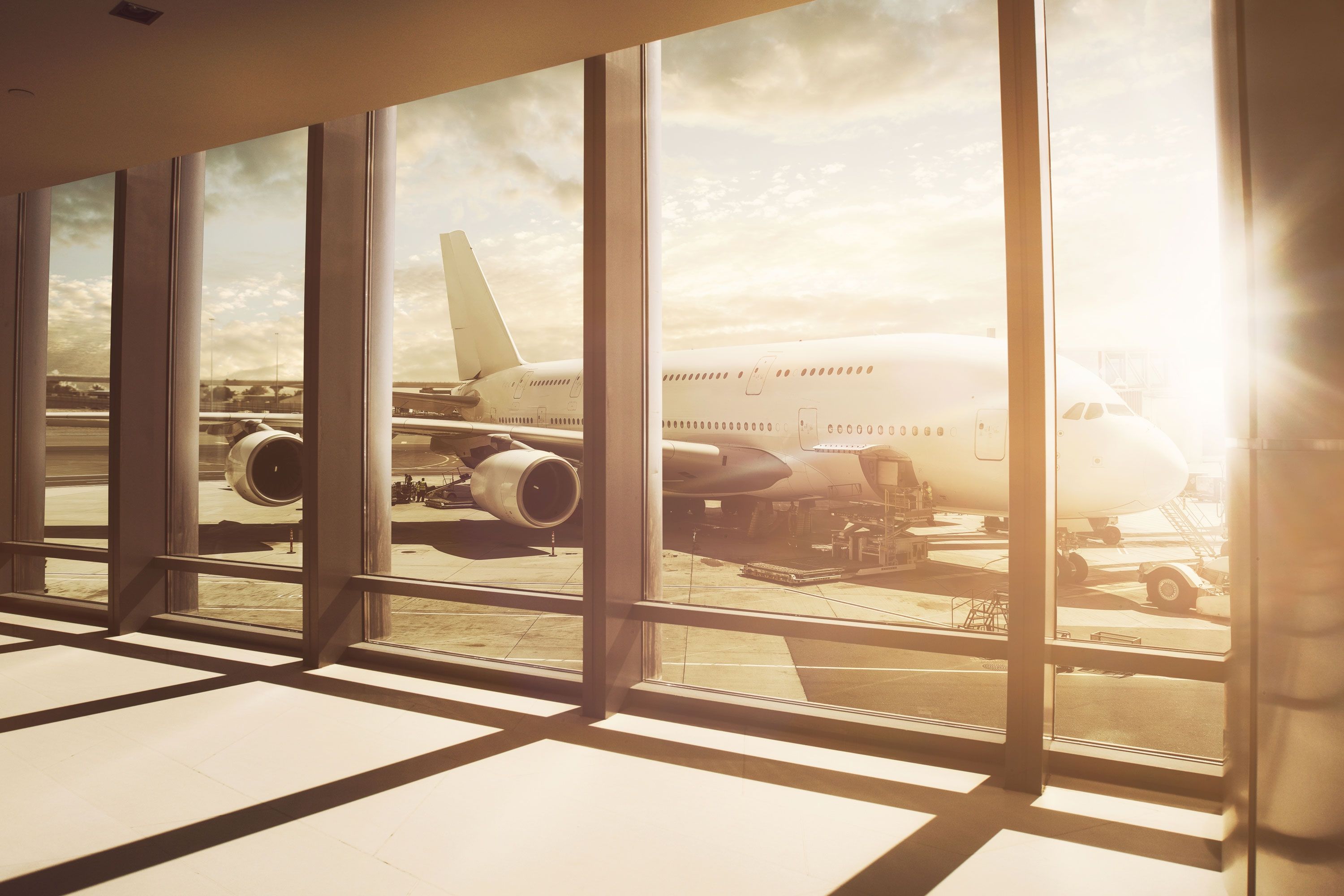 plane at airport on a sunny day