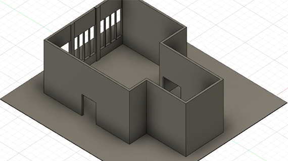 An architects computerised 3D drawing of a ground floor room