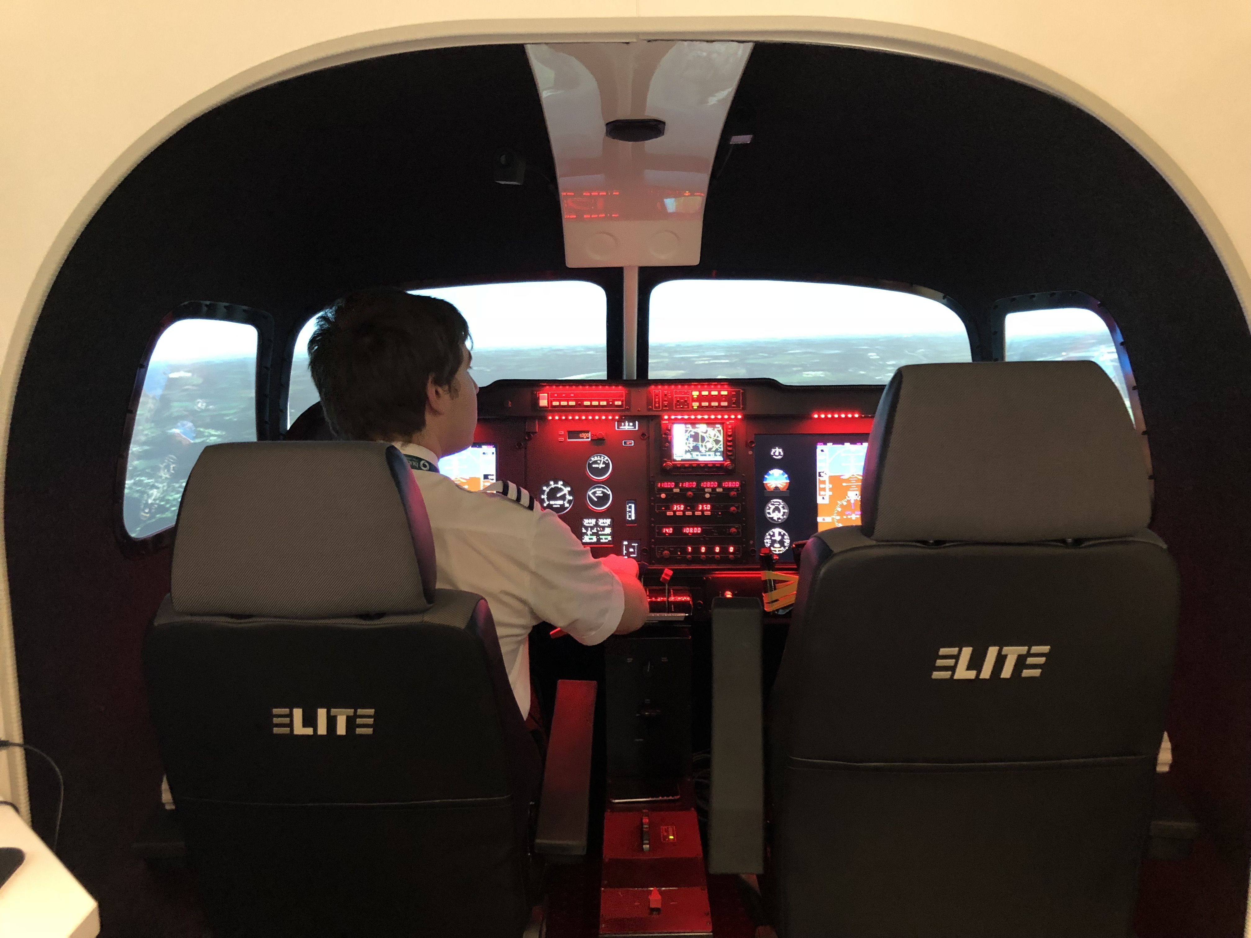 aviation student in simulation