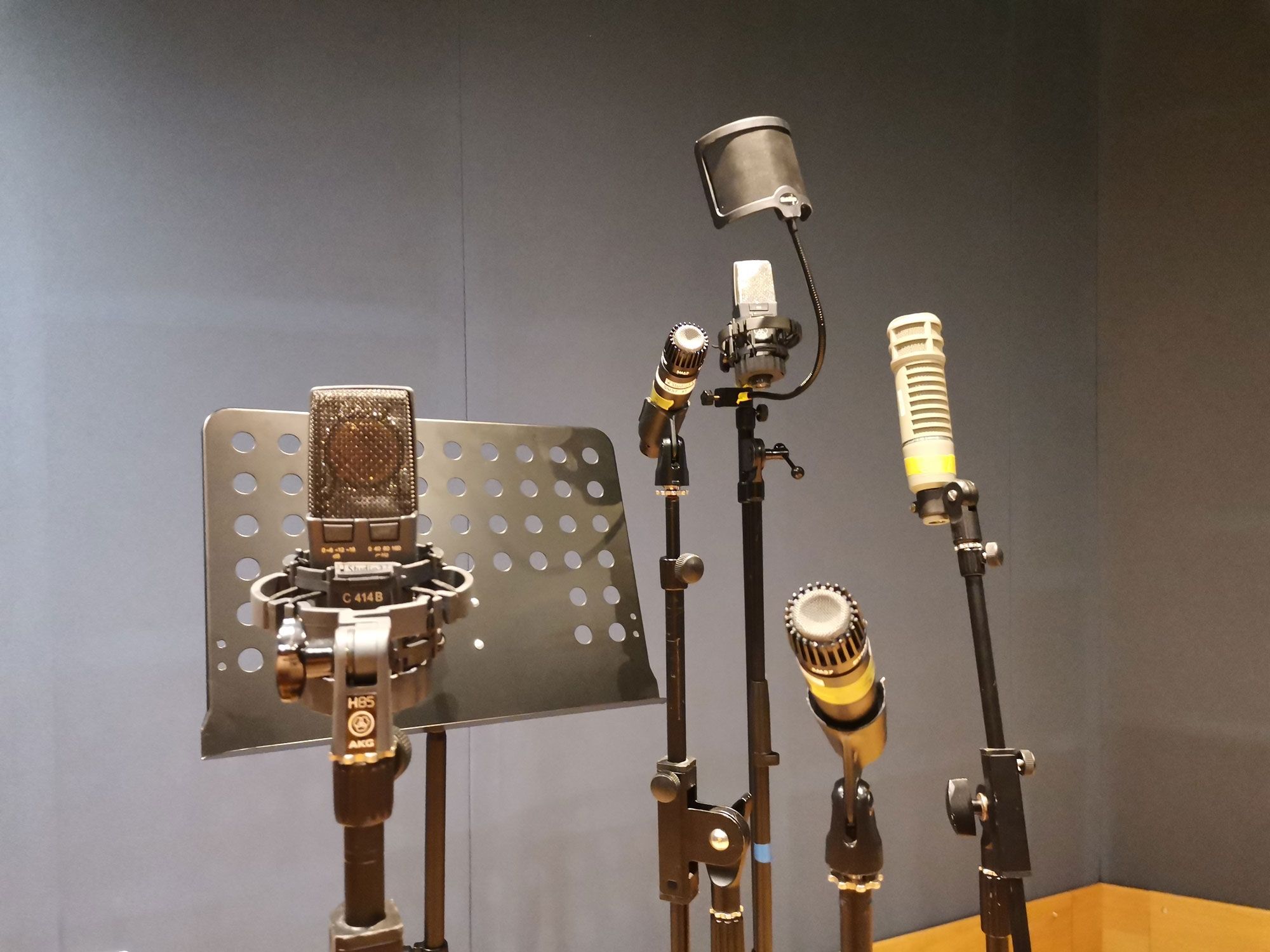 Microphone close up in Audio and Music studios