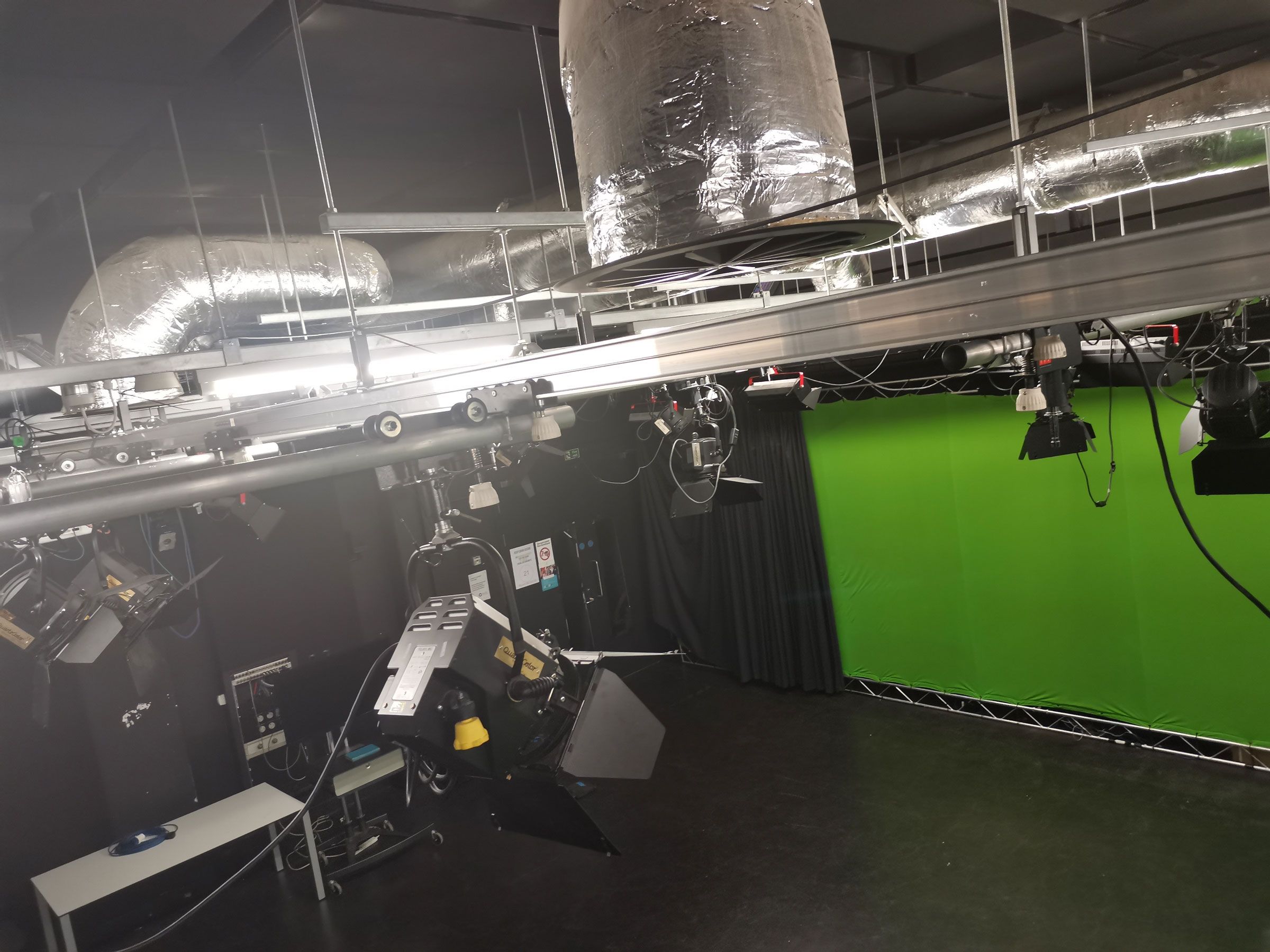Green screen in Film and TV room