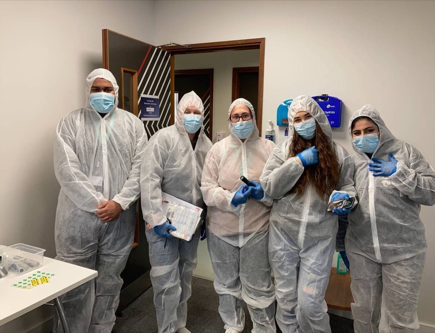 Criminology and Forensic Studies students in protective clothing