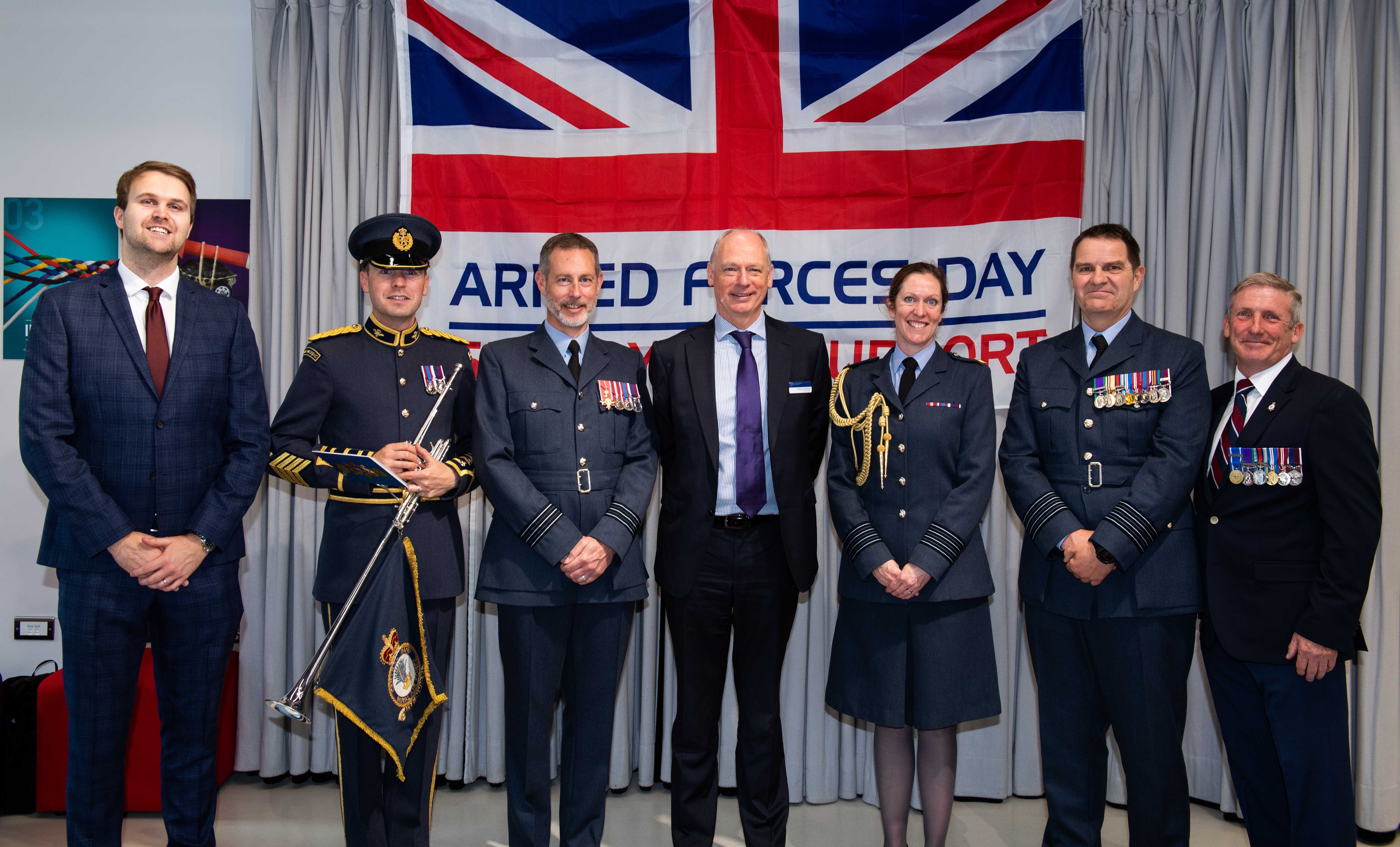 Local RAF Station Commanders, Central Band of the Royal Air Force, Piers Morrell OBE, Professor Nick Braisby, Wayne Palmer and Matthew Herring Rogers