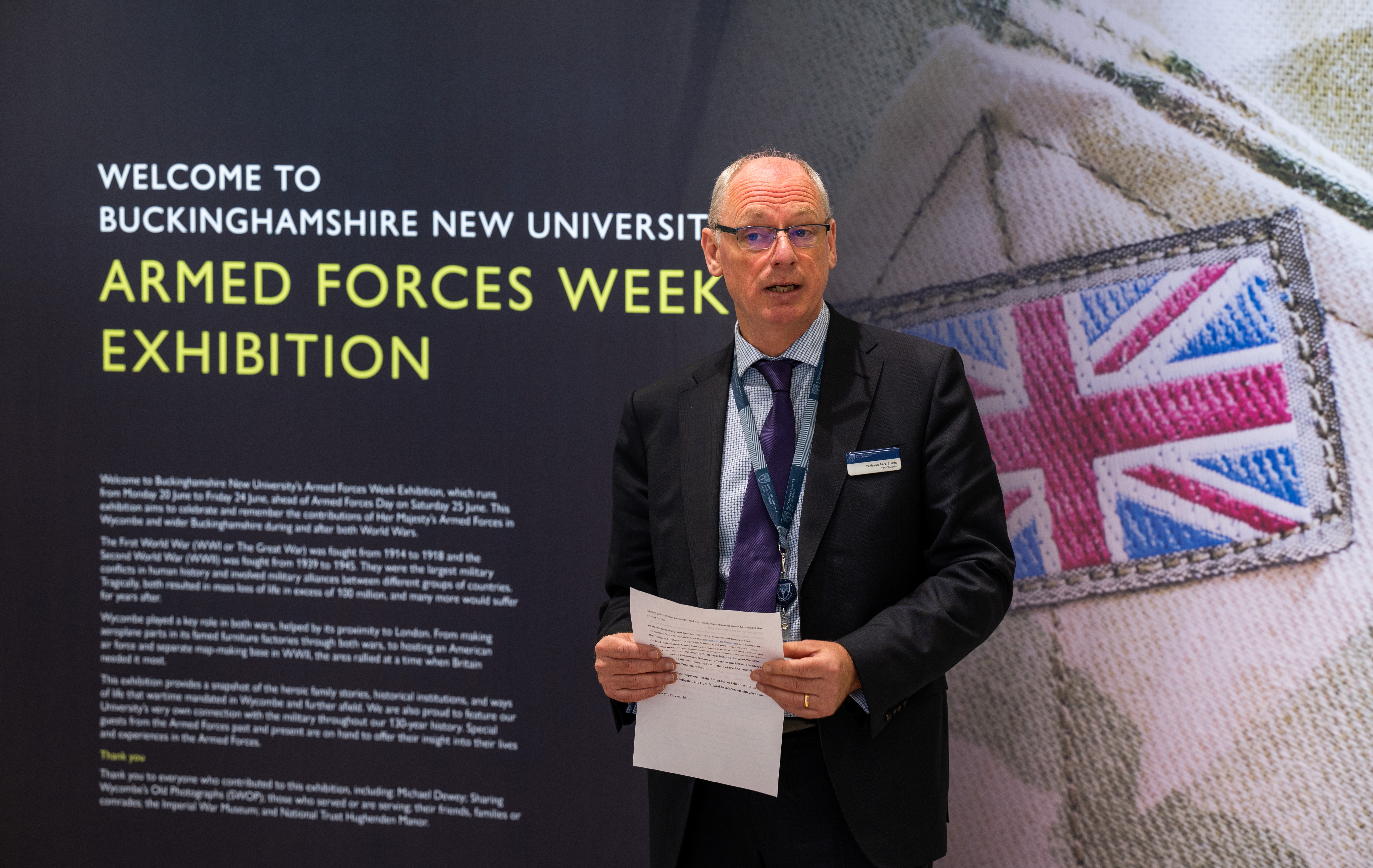Professor Nick Braisby introducing exhibition