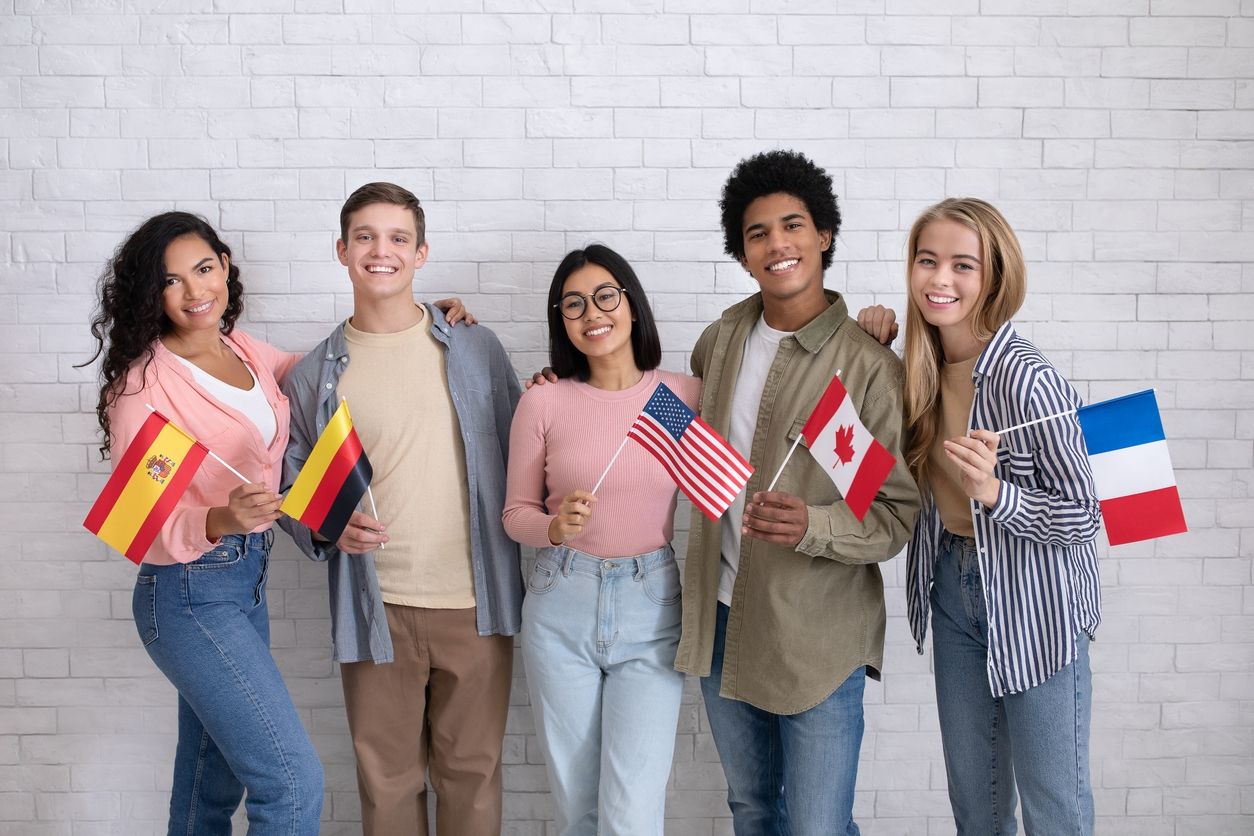 International Students with flags