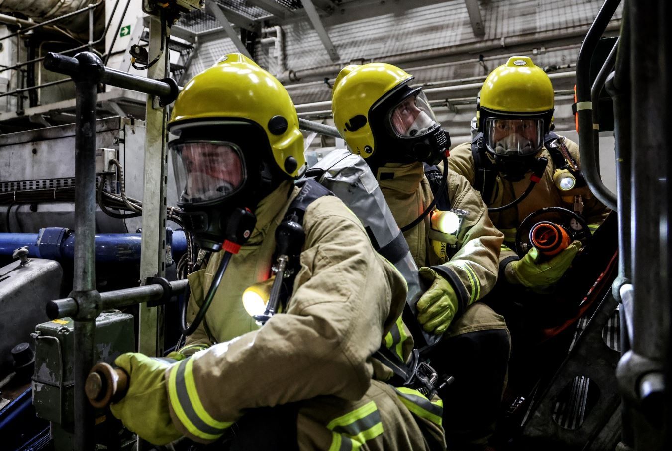 Fire fighters working