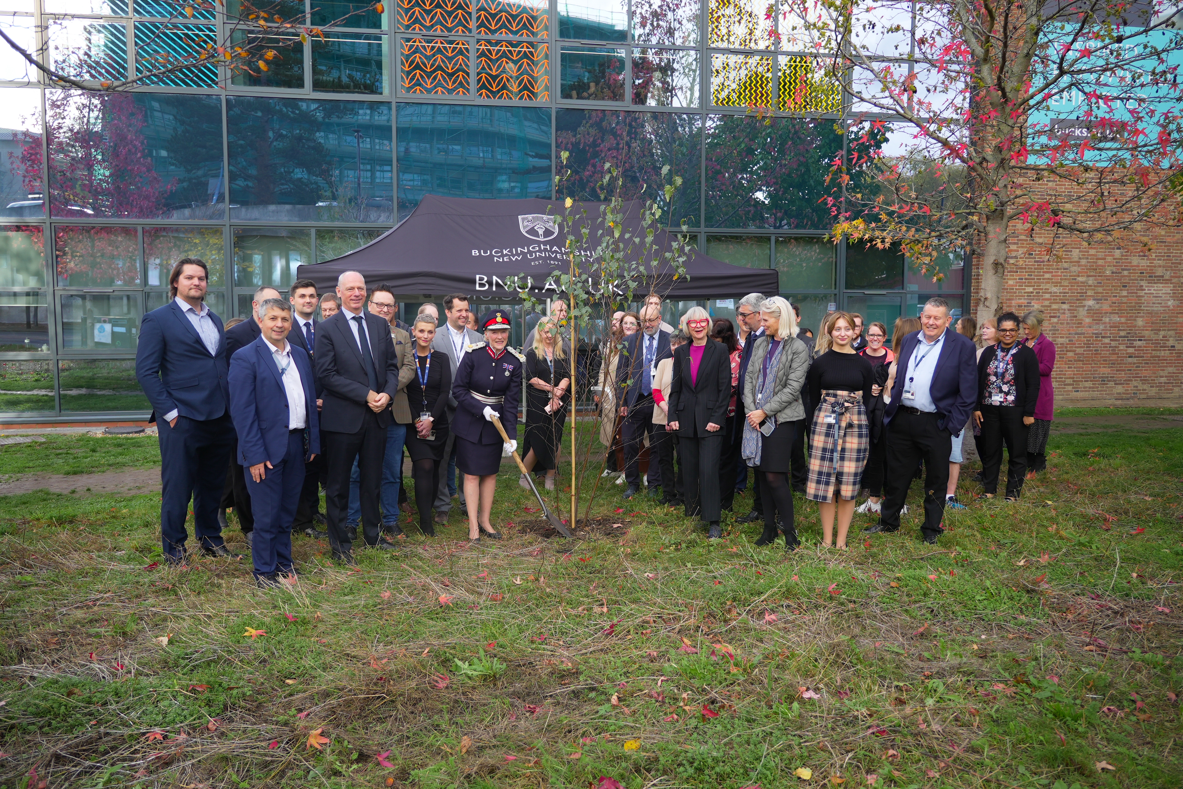 BNU colleagues gather around the tree